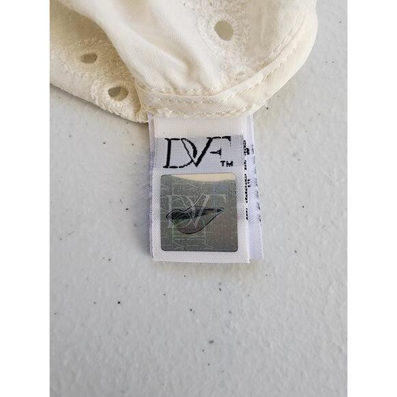 Diane Von Furstenberg Shirt Womens 8 White Lorelei Two Eyelet Cotton Top Coastal - Picture 12 of 16